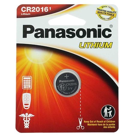 PANASONIC 3V Coin Cell Battery Replaces ECR2016, BR2016, 208-202, 208-204 CR2016PA/1BL